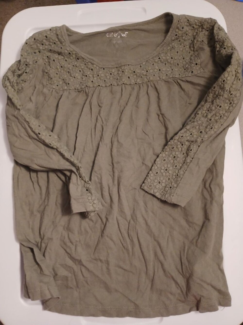 Cat & Jack L 10/12 Green Long Sleeve Girls Shirt